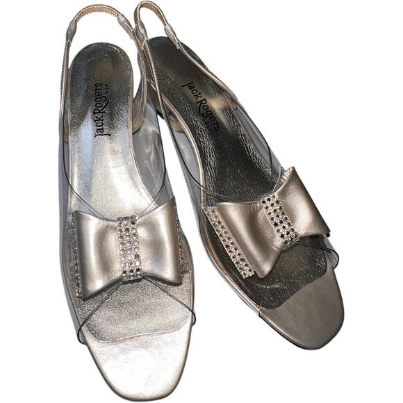 NWB Jack Rogers Leather Rhinestone Slip On Sling Sandal Silver Women's Size 8N - Picture 5 of 15